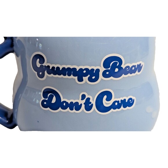 Care Bears Mug Blue GRUMPY BEAR DON'T CARE Heart Handle Nose Ceramic 20-oz Cup - Picture 3 of 7